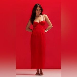 ASOS - NWT - Red Chiffon Maxi Dress - Open Back - Padded